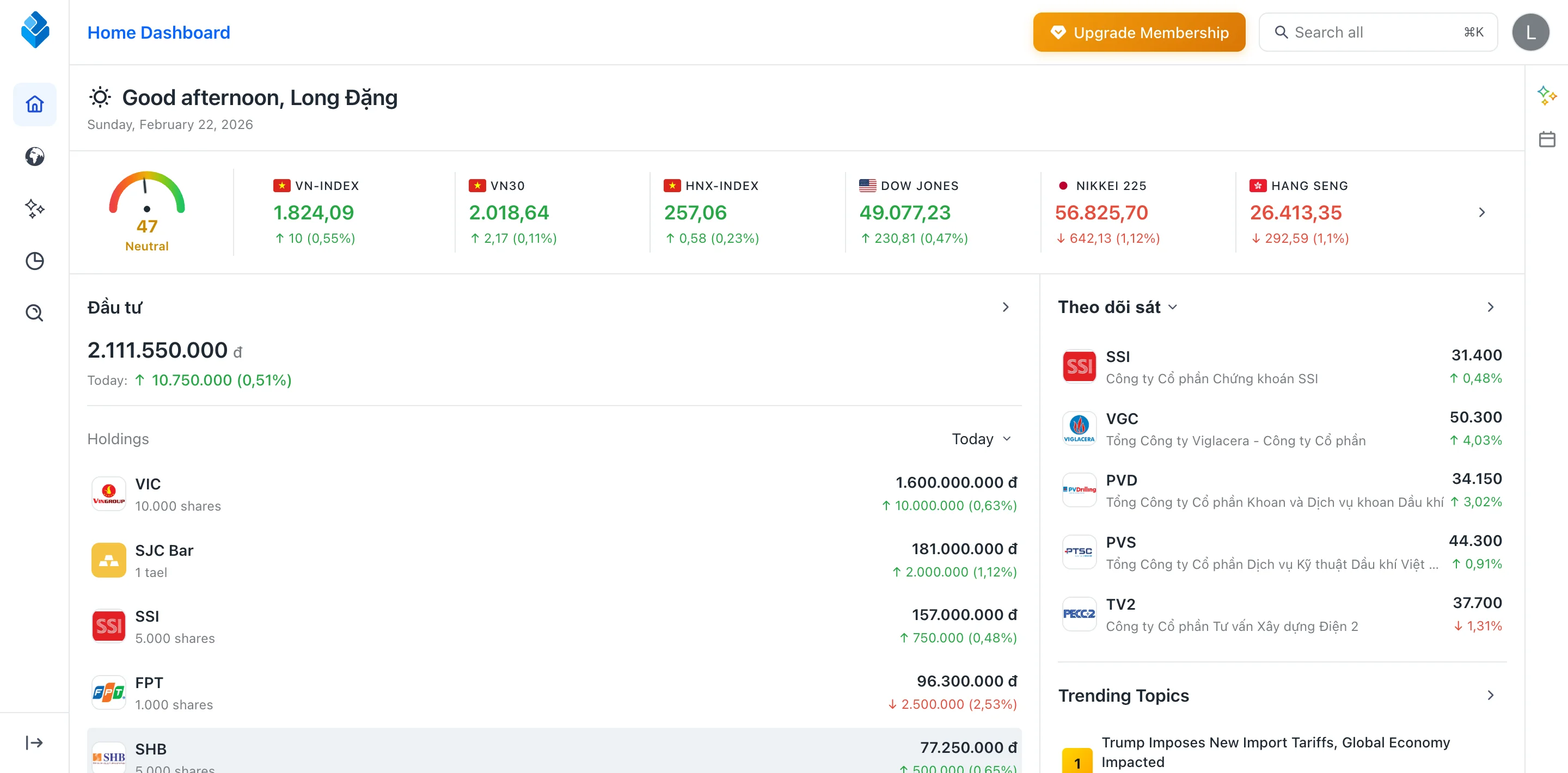 Investify Dashboard - AI-powered wealth management platform