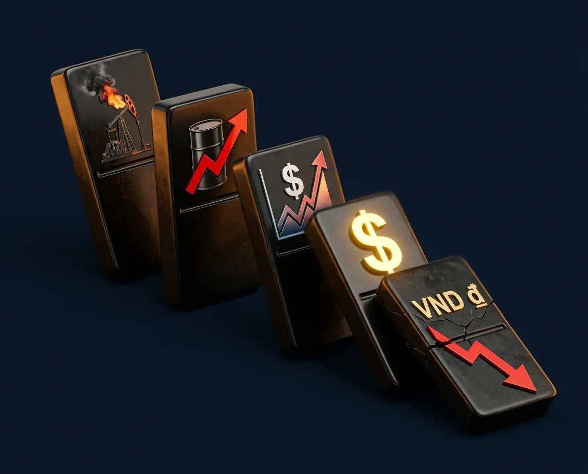 Chuỗi domino: dầu tăng → lạm phát → USD mạnh → VND chịu áp lực