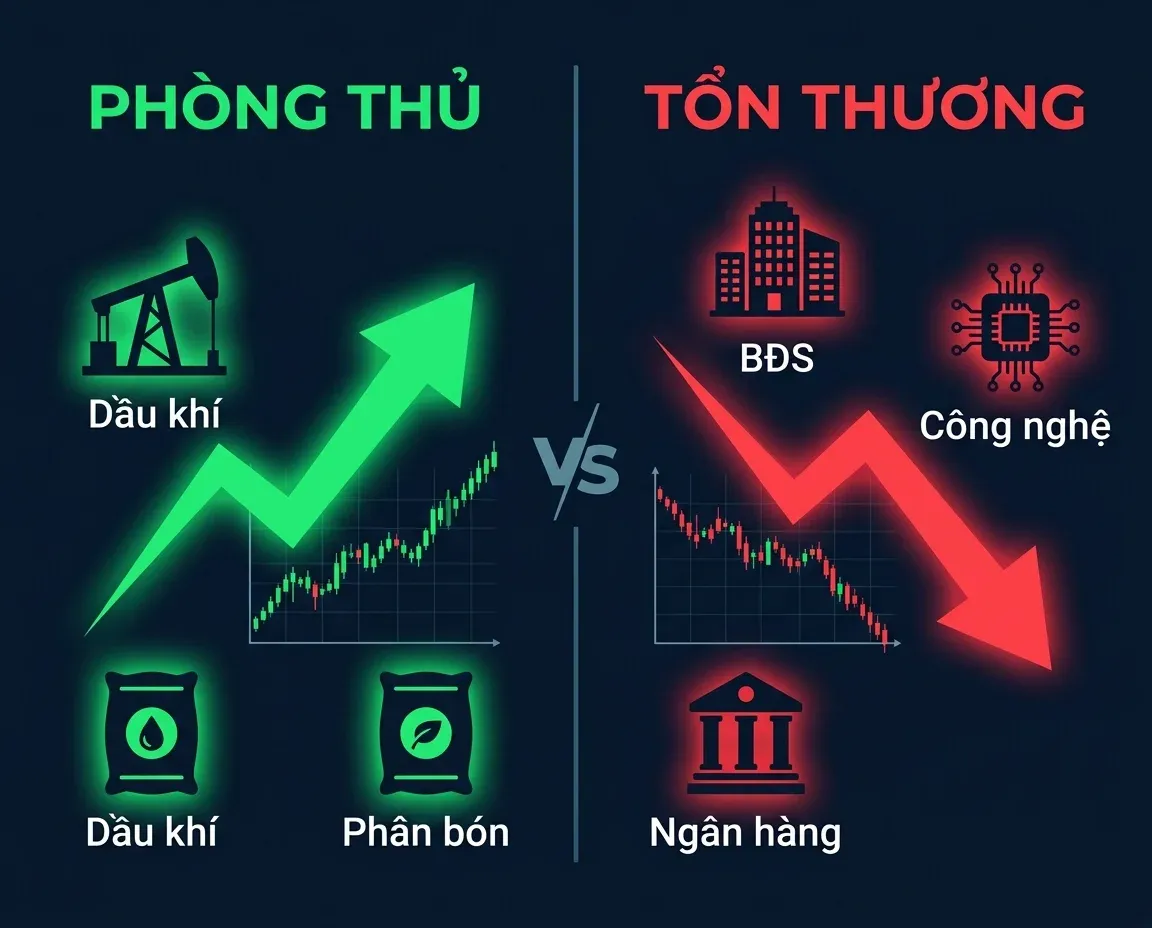 Phân chia nhóm ngành phòng thủ và tổn thương