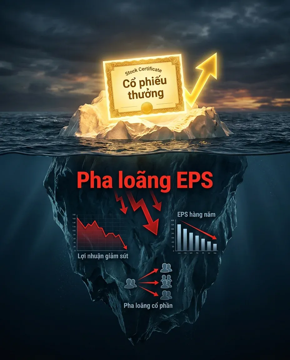 Cổ phiếu thưởng và pha loãng EPS: hai mặt của một đồng xu