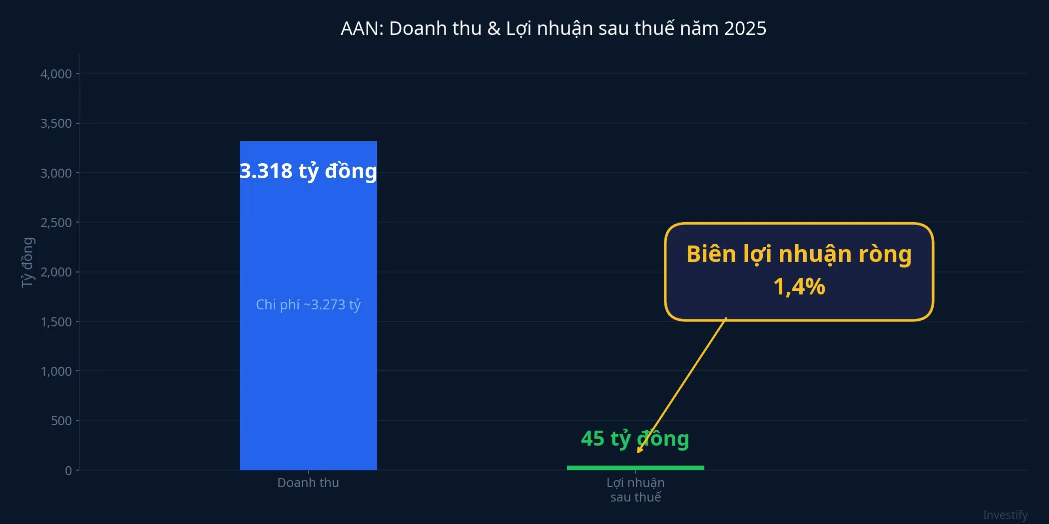 Doanh thu và lợi nhuận sau thuế AAN năm 2025