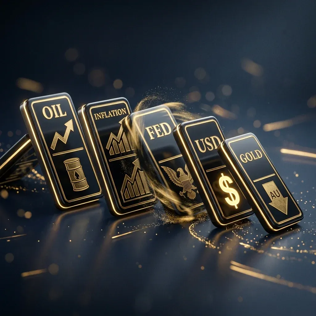 Chuỗi domino: Dầu → Lạm phát → Fed → USD → Vàng giảm