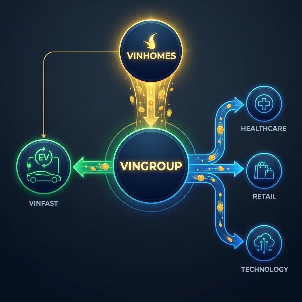 Dòng tiền cổ tức từ Vinhomes chảy về Vingroup và các mảng kinh doanh