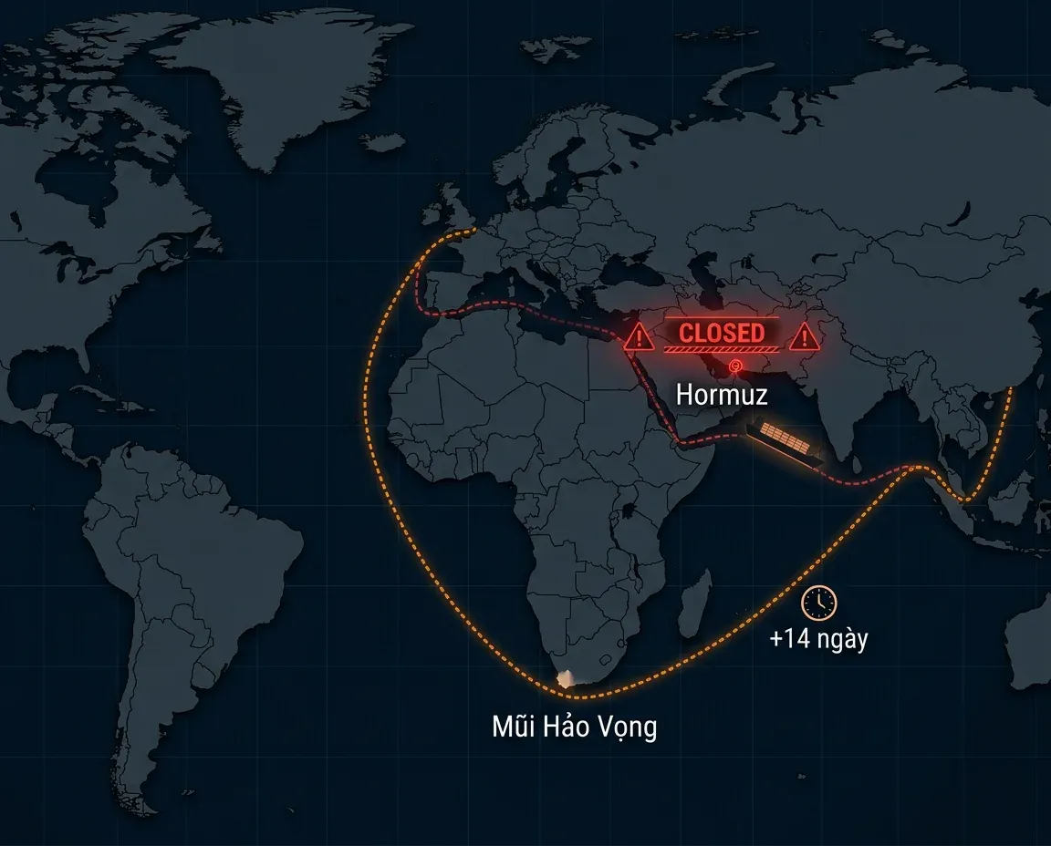 Tàu container phải đi vòng qua mũi Hảo Vọng khi Hormuz bị đóng
