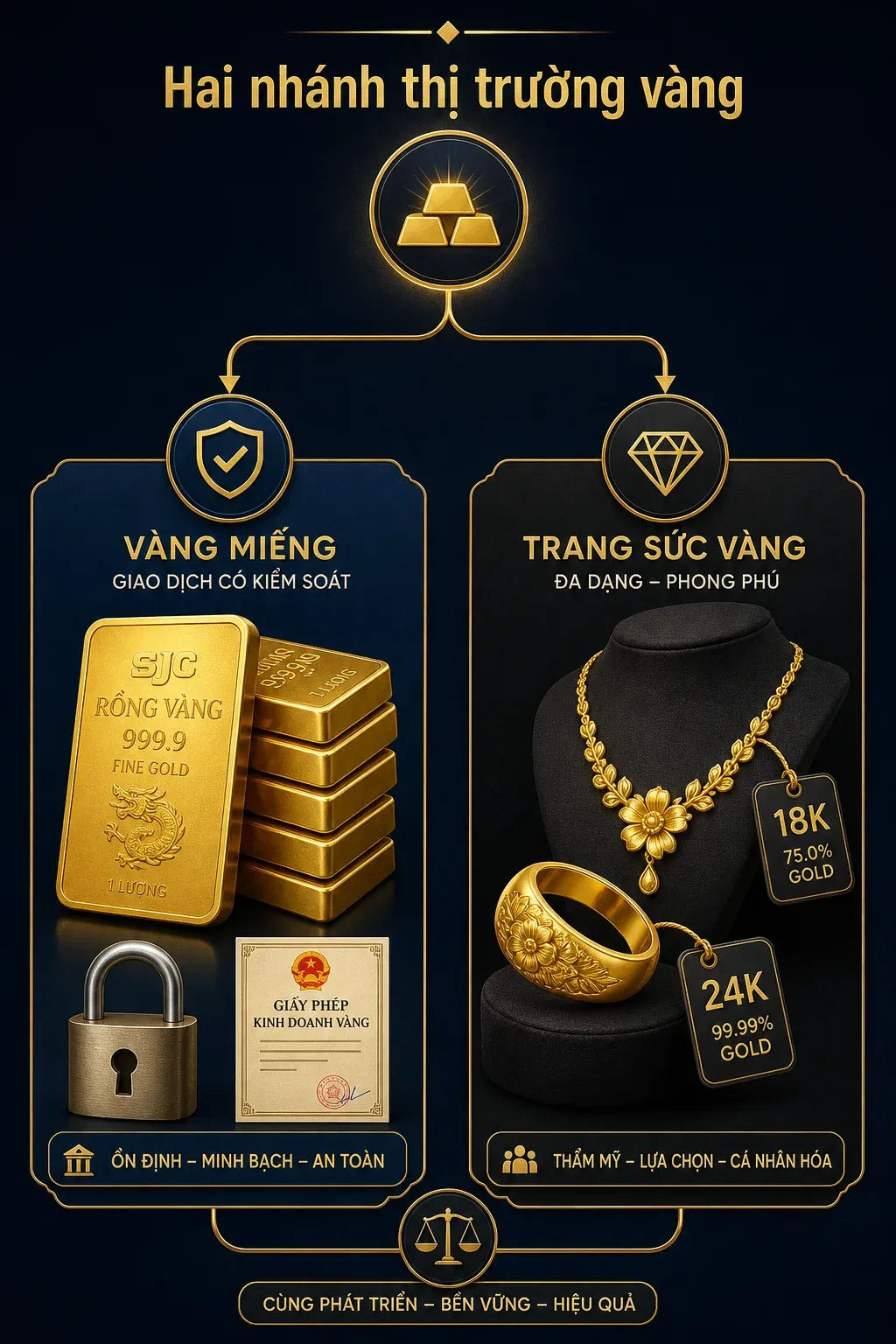 Hai nhánh quản lý của thị trường vàng