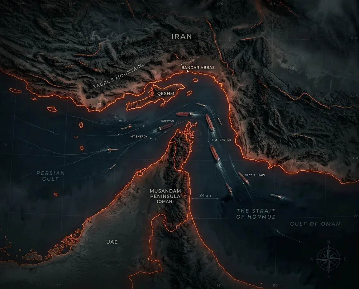 Bản đồ eo biển Hormuz — điểm địa chính trị then chốt của câu chuyện dầu Iran