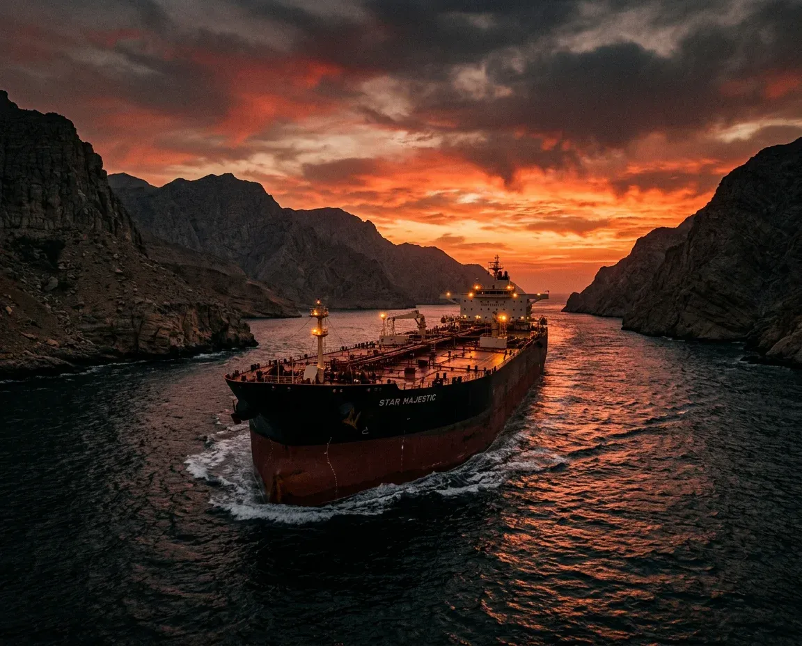 Tàu chở dầu đi qua eo biển Hormuz trong bối cảnh căng thẳng địa chính trị