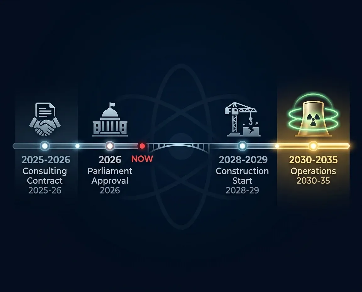 Timeline dự án điện hạt nhân từ 2026 đến 2035